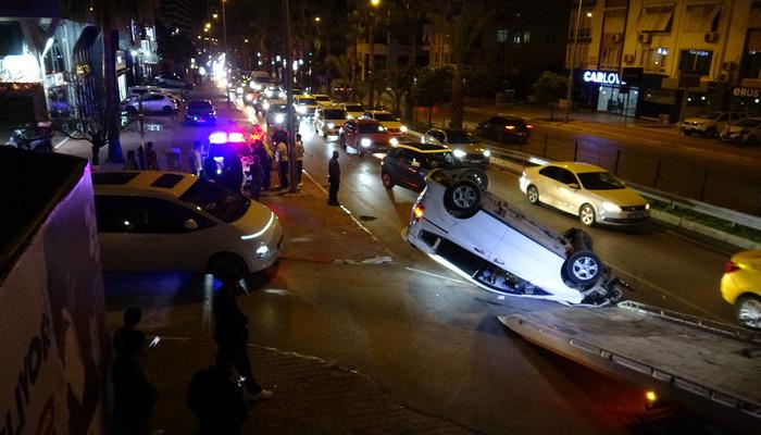 Antalya’da akılalmaz kaza! Refüje çarptı, taklalar attı, burnu bile kanamadı